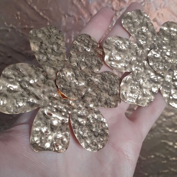 Zara Nwot Goldtone Floral Maxi Statement Earrings - Picture 3 of 12